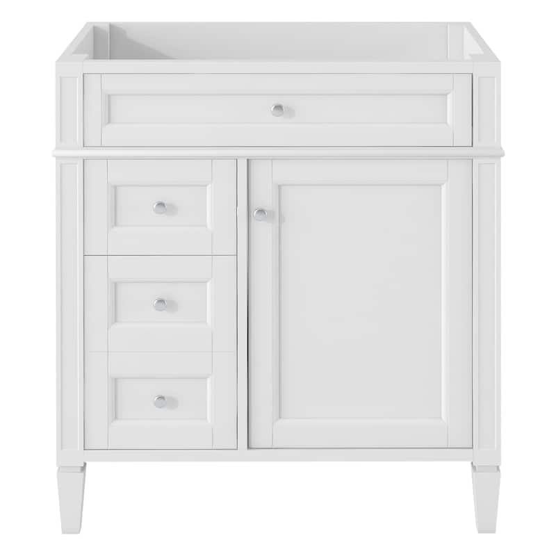 30" Bathroom Vanity without Top Sink, Modern Bathroom Storage Cabinet with 2 Drawers and a Tip-out Drawer (NOT INCLUDE BASIN) - White