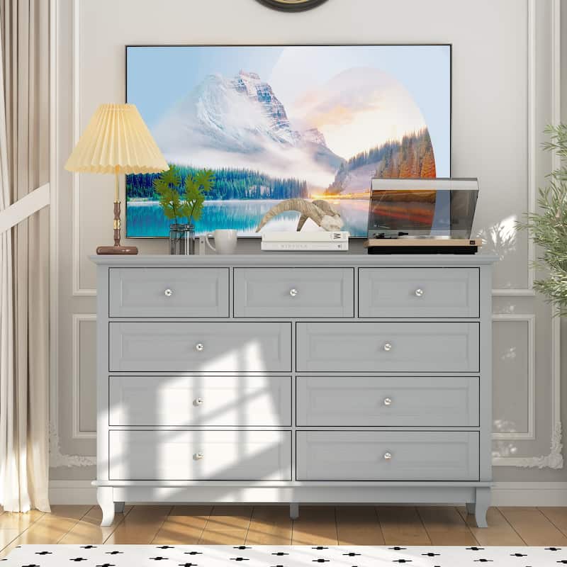 55.1"W 9-Drawer Dresser: Spacious and Sleek Design Chest Lacquer