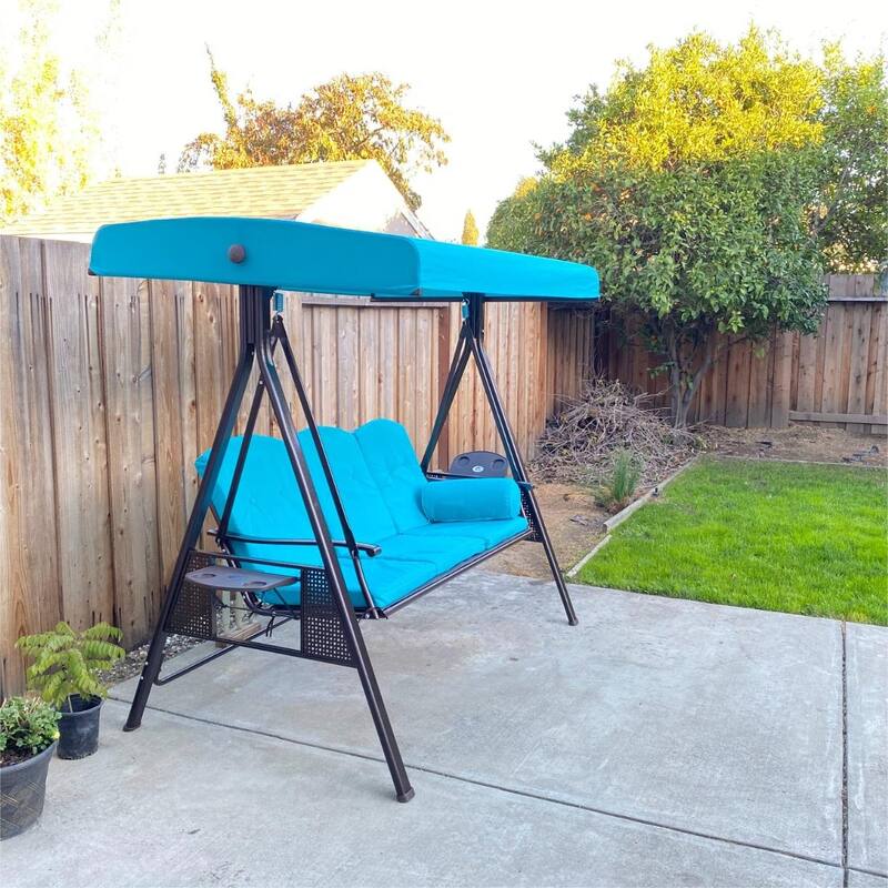 PURPLE LEAF Deluxe Outdoor Patio Porch Swing with Weather Resistant Steel Frame, Cushions and Pillow Included