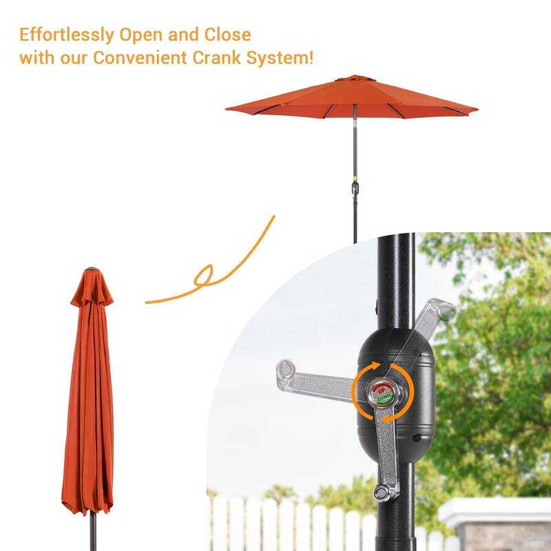 LIVOOSUN 9Ft Large Round Outdoor Patio Market Umbrella with Crank and 8 Ribs, Gray