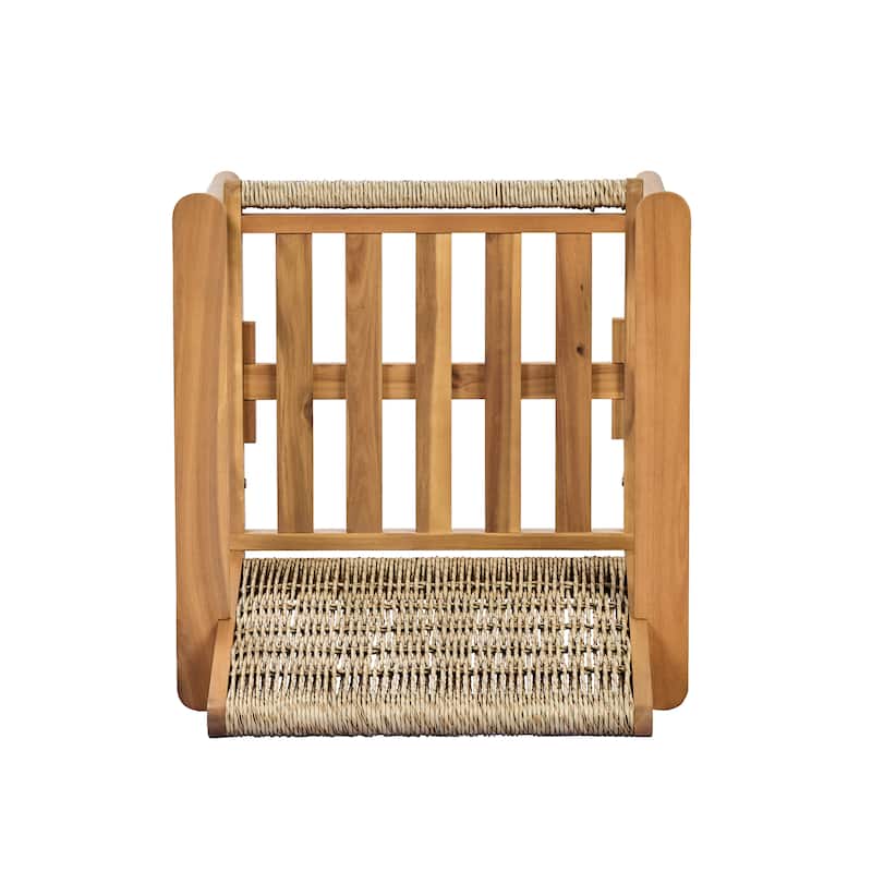 Christopher Knight Home - Outdoor Acacia Wood Dining Arm Chair with Wicker Back and Waterproof Cushions