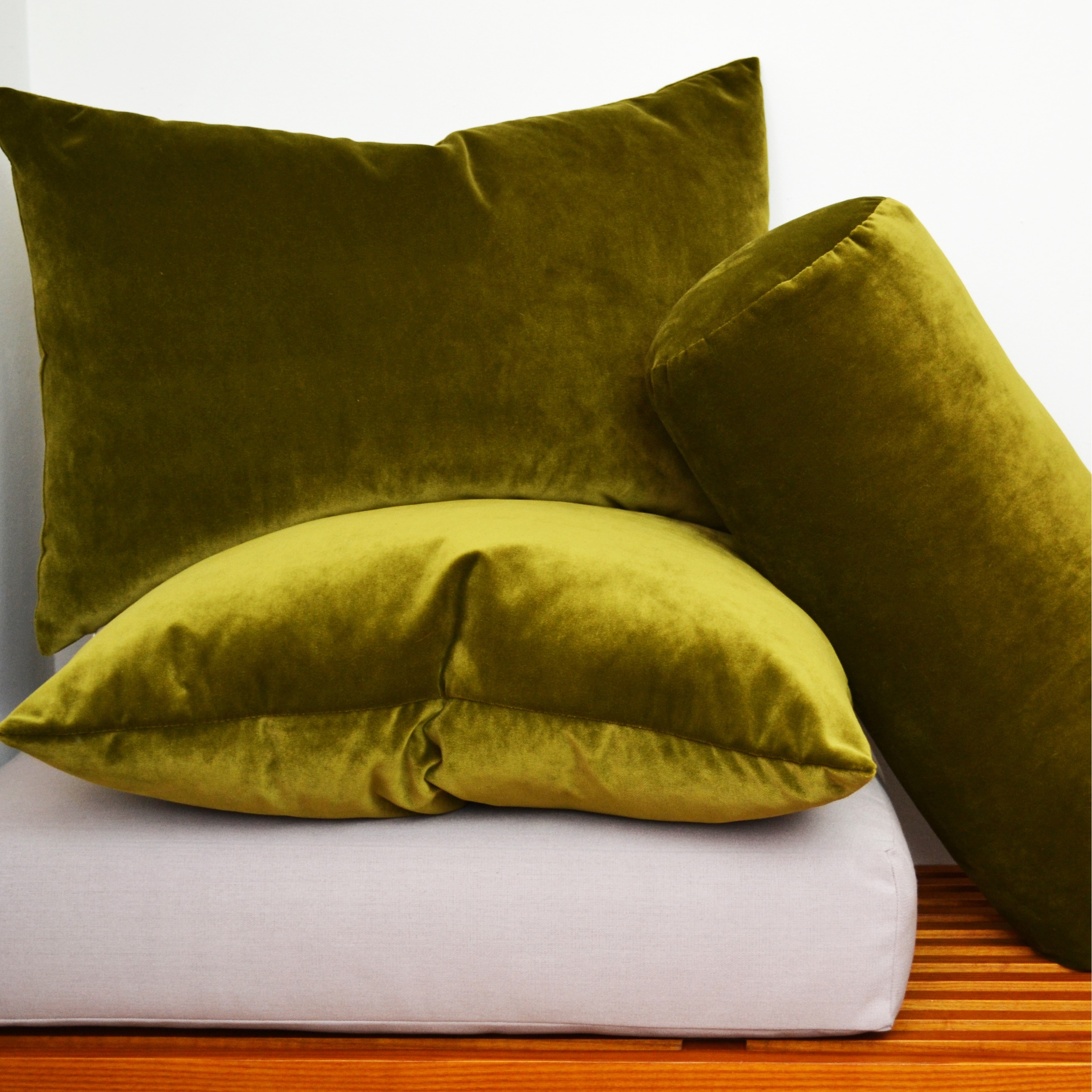 Olive velvet store throw pillow