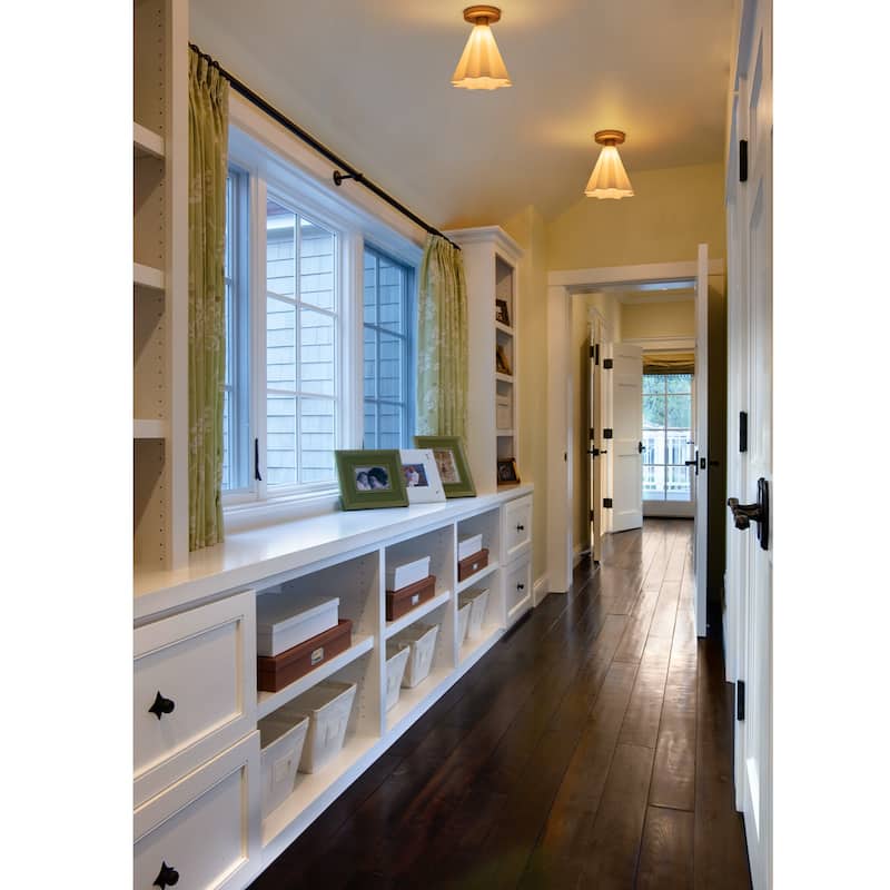 Vintage 1-Light Glass Cone Flush Mount Ceiling Light - Brass