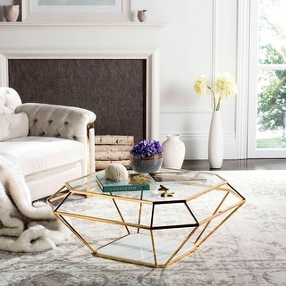 SAFAVIEH Couture Abena Geometric Gold Coffee Table - 47.3" W x 23.5" L x 30.8" H