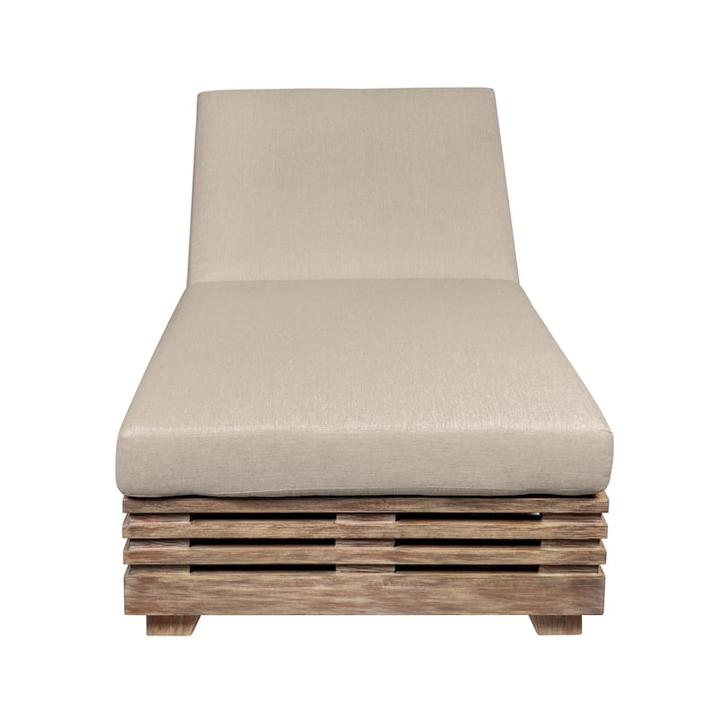 Vivid Outdoor Patio Adjustable Chaise Lounge Chair in Eucalyptus Wood with Olefin Cushions