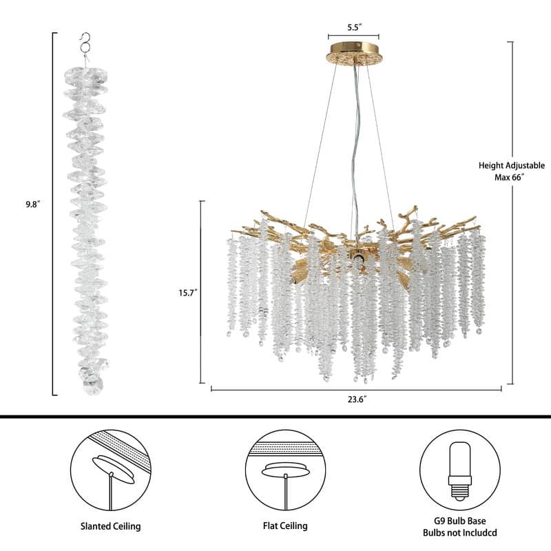 KAYLA Crystal Dimmable Chandelier Kitchen Island Square / Rectangle Chandelier