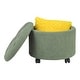 preview thumbnail 15 of 20, Adeco 20" Wide Button Tufted Round Storage Ottoman with Casters