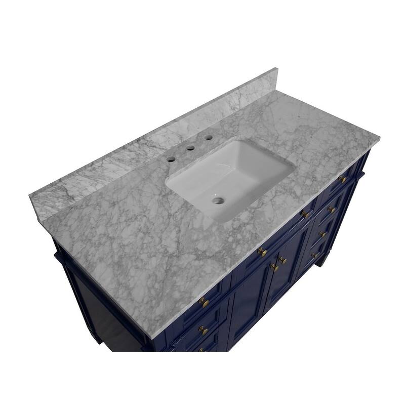 KitchenBathCollection Hailey 48" Bathroom Vanity with Carrara Marble Top