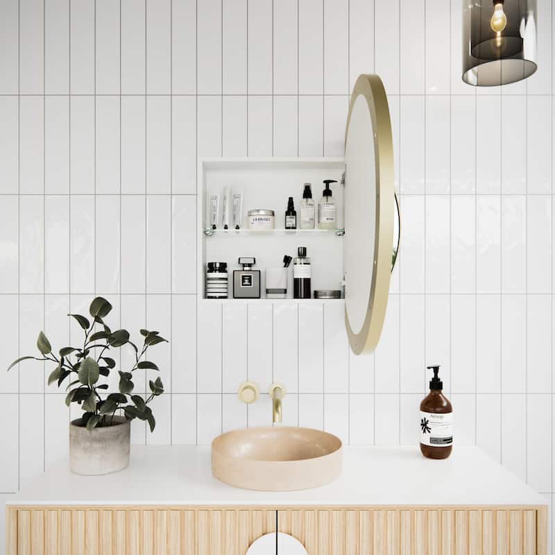 One Door Steel Frame Round Shape Medicine Cabinet