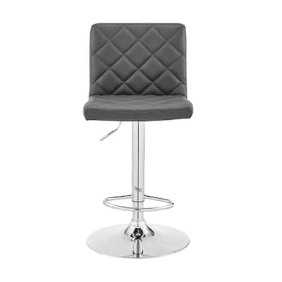 24" Modern Swivel Bar Stool with Adjustable Height and PU Leather Seat Iron Base Low Back Design - 43”H x 21”W x 20”D