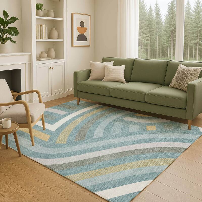 Machine Washable Indoor/ Outdoor Modern Jalen Chantille Rug