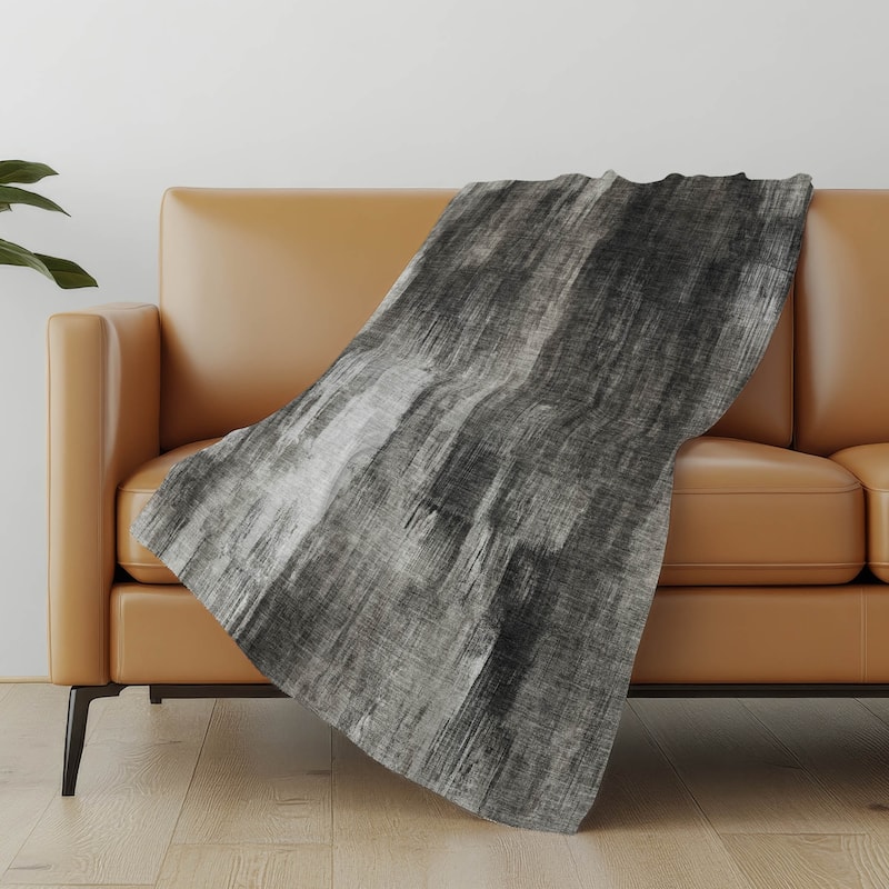 Premium Machine Washable Modern Brushstroke Sherpa Throw Blanket