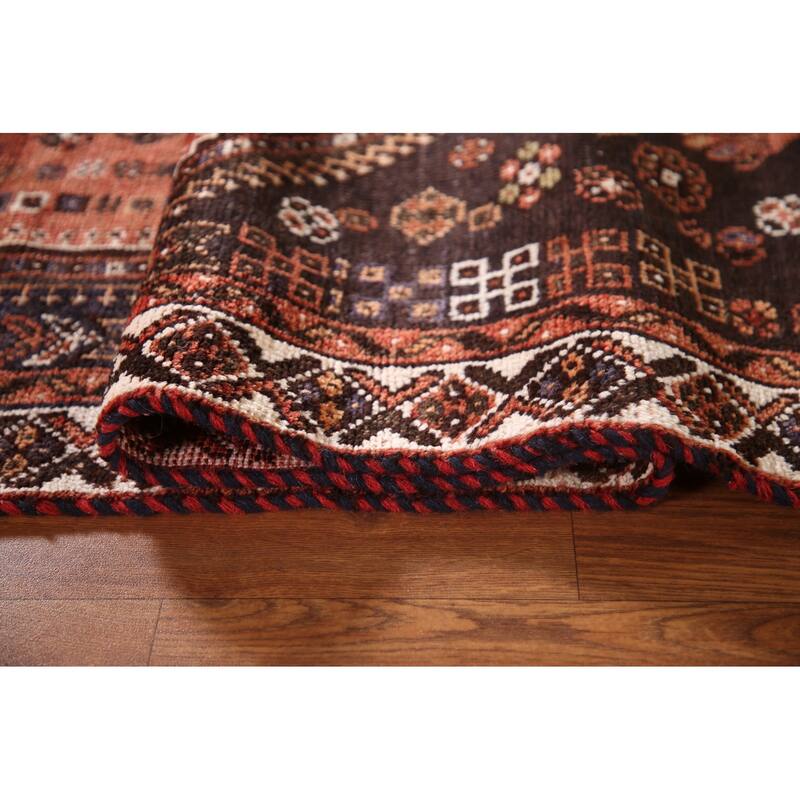 Tribal Qashqai Persian Vintage Area Rug Hand-Knotted Wool Carpet - 5'2"x 7'9"