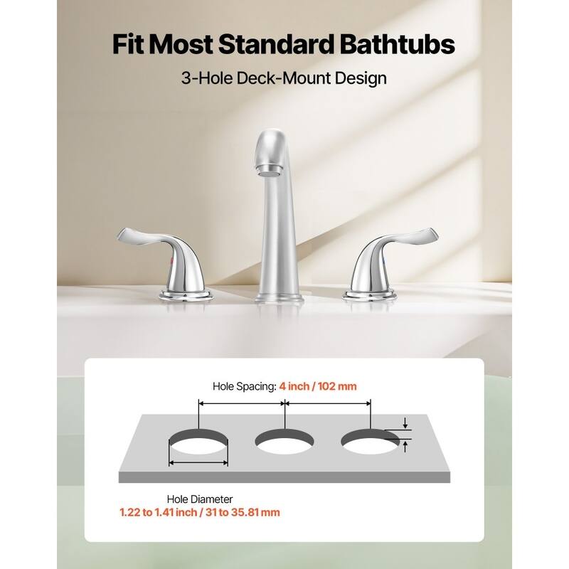 Silver Stainless Steel Roman Bathtub Faucet Set with Dual Handles and Fast Flow Design - 6.69 x 2.05 x 9.84 inch