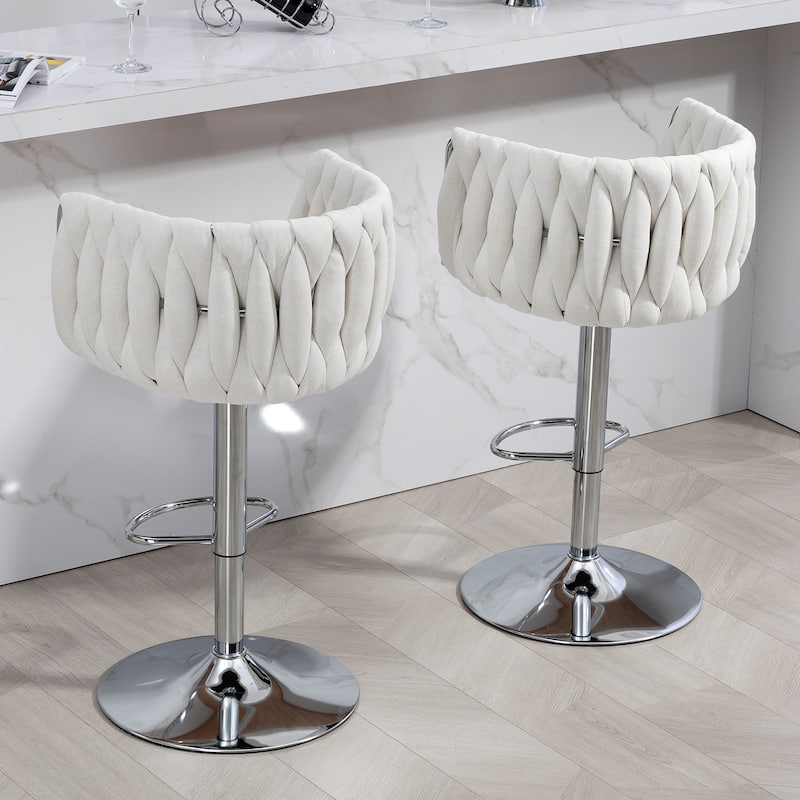 2PCS Velvet Swivel Bar Stools