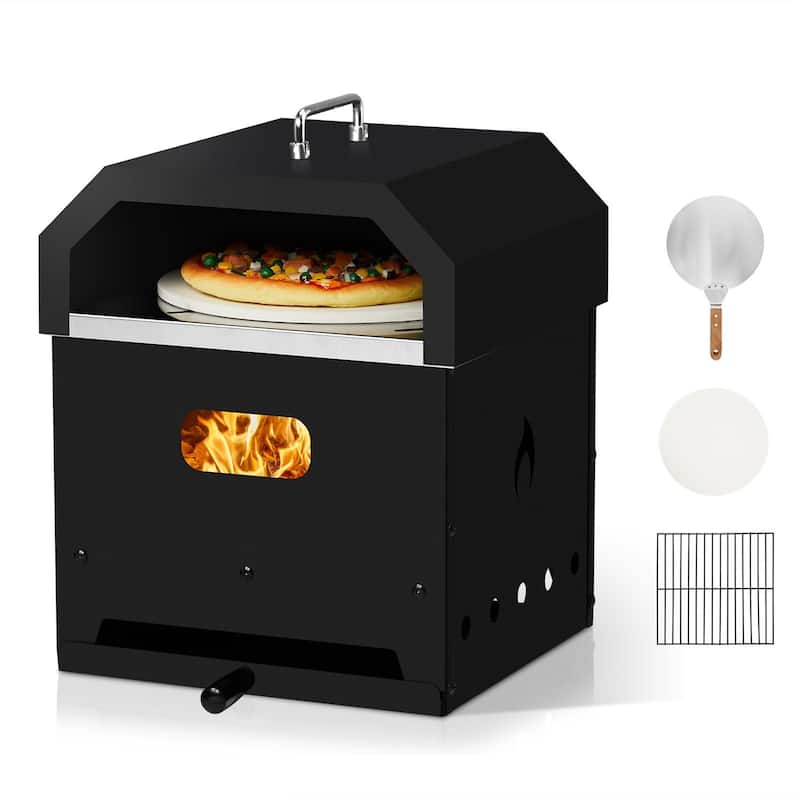 Portable Square Charcoal Pizza Oven - Stainless Steel