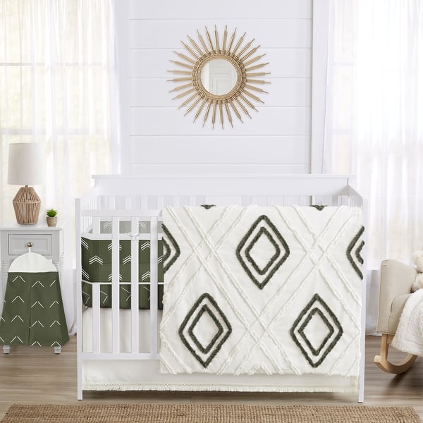 slide 2 of 6, Sweet Jojo Designs Dark Green Boho Arrow Boy Girl Gender Neutral 6p Crib Bedding + BreathableBaby Breathable Mesh Liner Bohemian