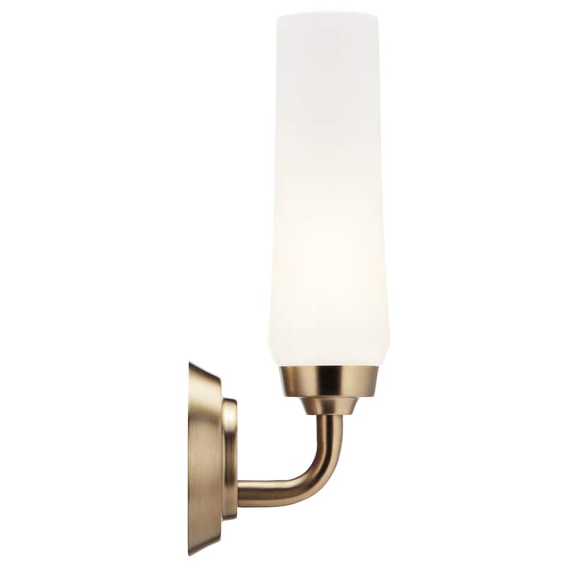 Kichler Lighting Truby 11.5 in. 1-Light Champagne Bronze Wall Sconce with Satin Etched Cased Opal Glass