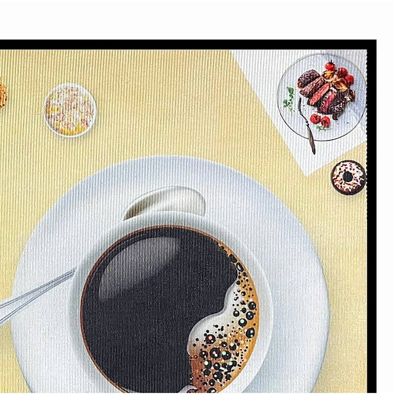 Yellow Black Espresso Modern Non-Slip Washable Low Pile Kitchen Mat - 28" x 17" - 28" x 17"