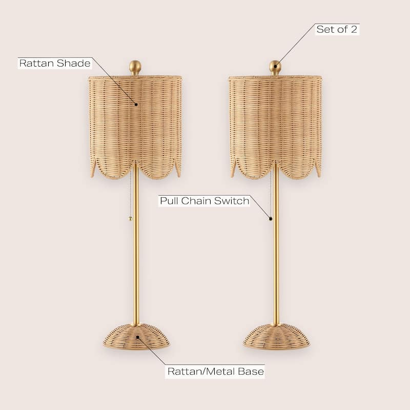 27.5" LED Table Lamp with Pull Chain (Set of 2), by JONATHAN Y