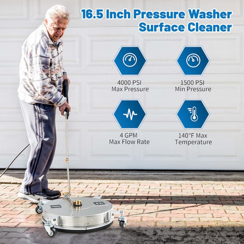 Costway 16.5" Pressure Washer Surface Cleaner Stainless Steel Surface - See Details