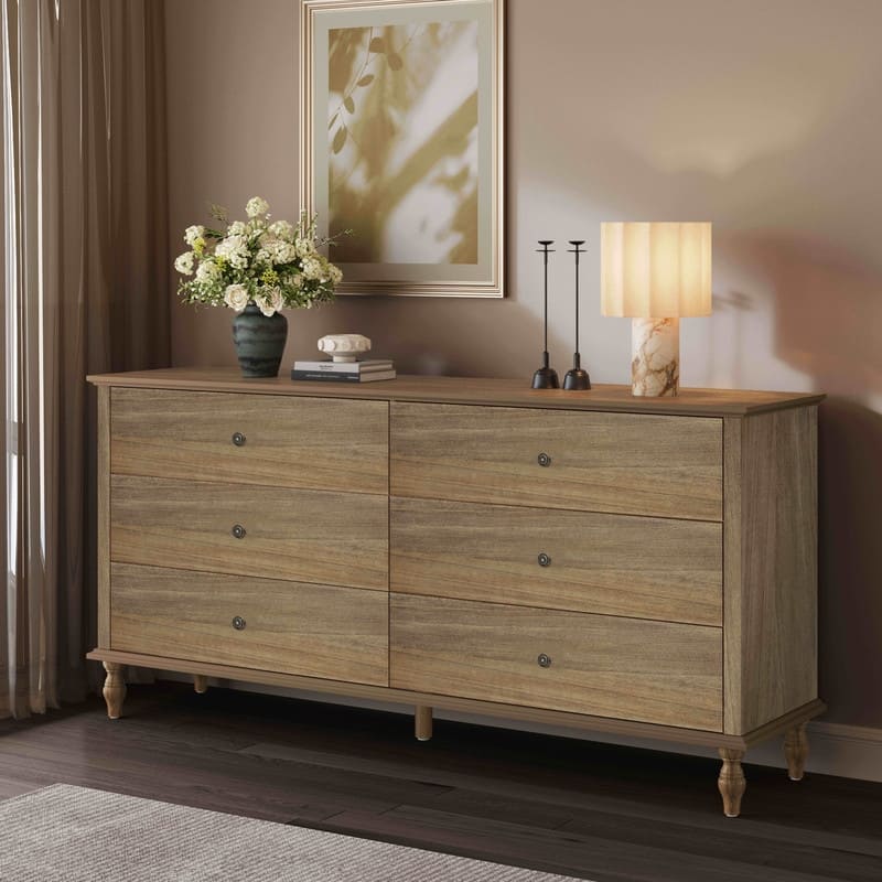 Wood 6-Drawer Double Dresser