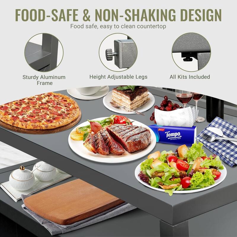 Outdoor Kitchen Island With Storage(no include stool) - Grey