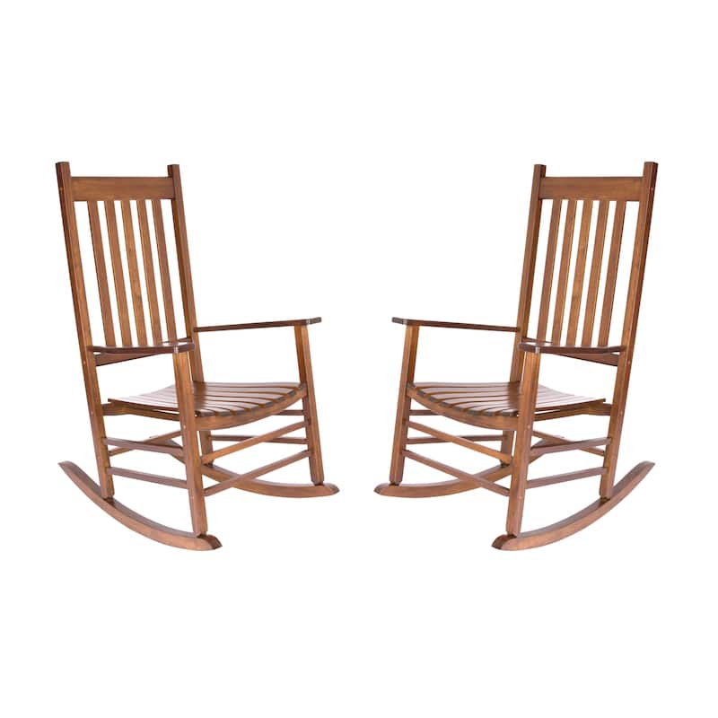 Heritage Solid Wood Outdoor Patio Rocking Chair Rocker (Set of 2) - Oak