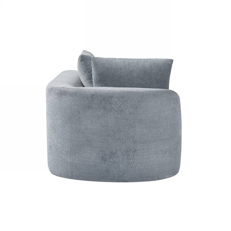 116" Pearl Upholstery Curved Sectional Sofa with Chaise Lounge, High-Density Compressed Sponge Design