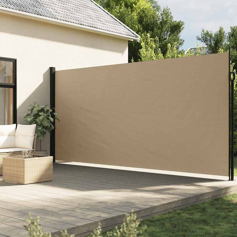 vidaXL Retractable Side Awning Patio Sun Shade Freestanding Privacy Screen - Beige