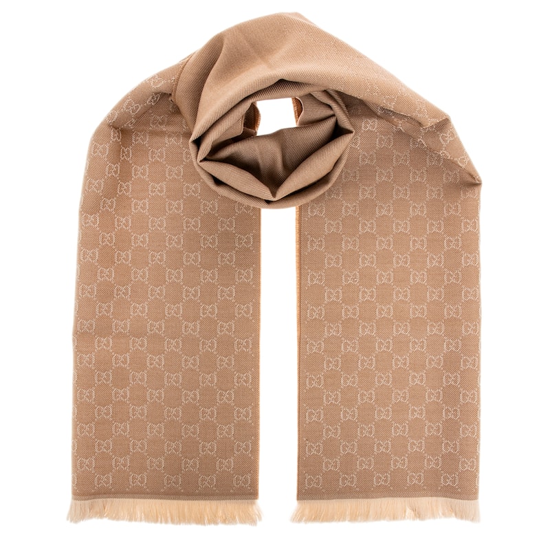 Gucci GG Wool Scarf - Beige and Ivory