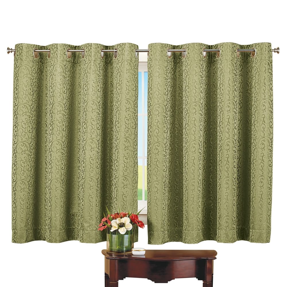 Insulated Scroll Pattern Short Curtain Panel