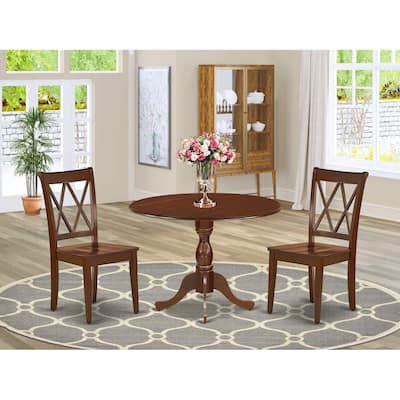 3-Piece Mahogany Finish Solid Wood Top - Dining Room Set - Seats 4