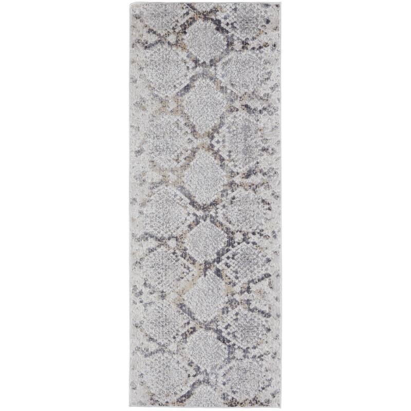 Corben Modern Animal Blue/Gray Area Rug - 3' x 8'