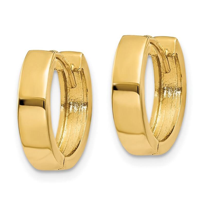 Curata 14k Yellow Gold Solid Hinged Polished 10x3mm Huggies Earrings