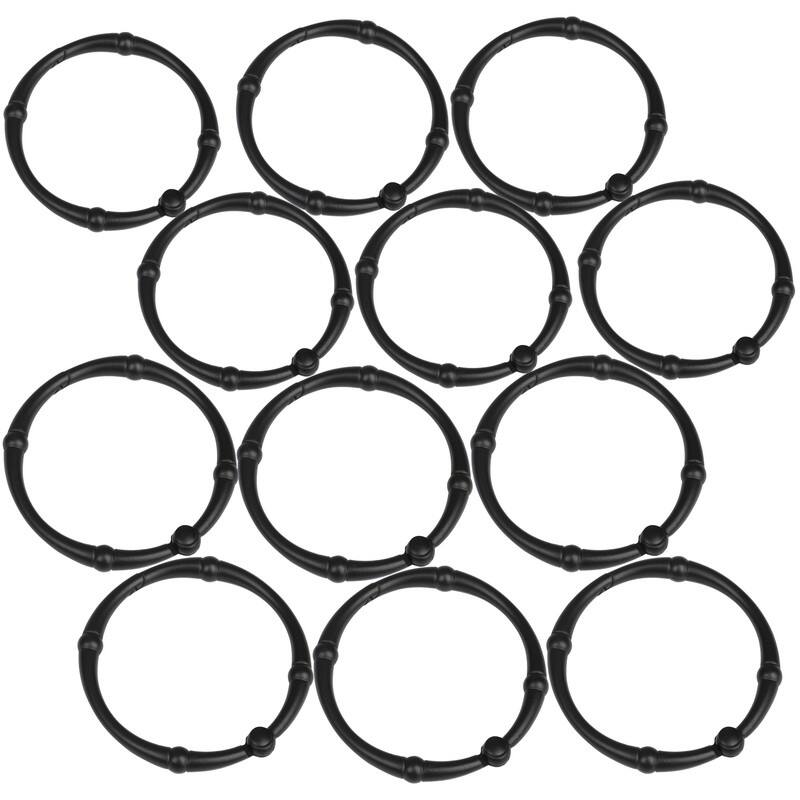 Utopia Alley Victoria Rustproof Shower Curtain Rings for Bathroom - Set of 12 - Matt Black
