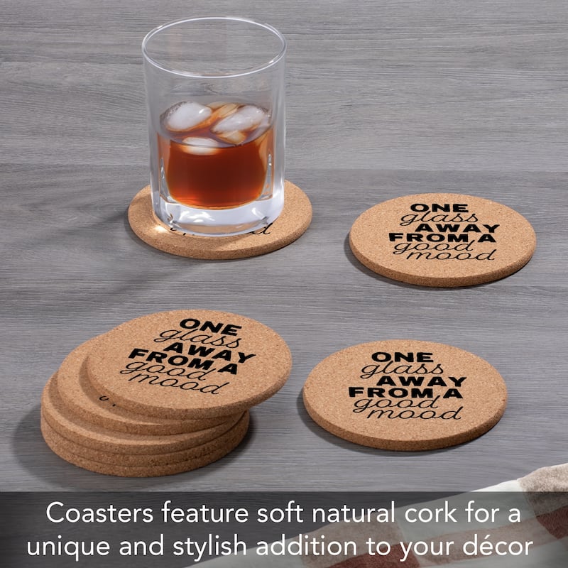 Good Mood 4 Pack Absorbent Cork Coaster Made in The USA 4" Round