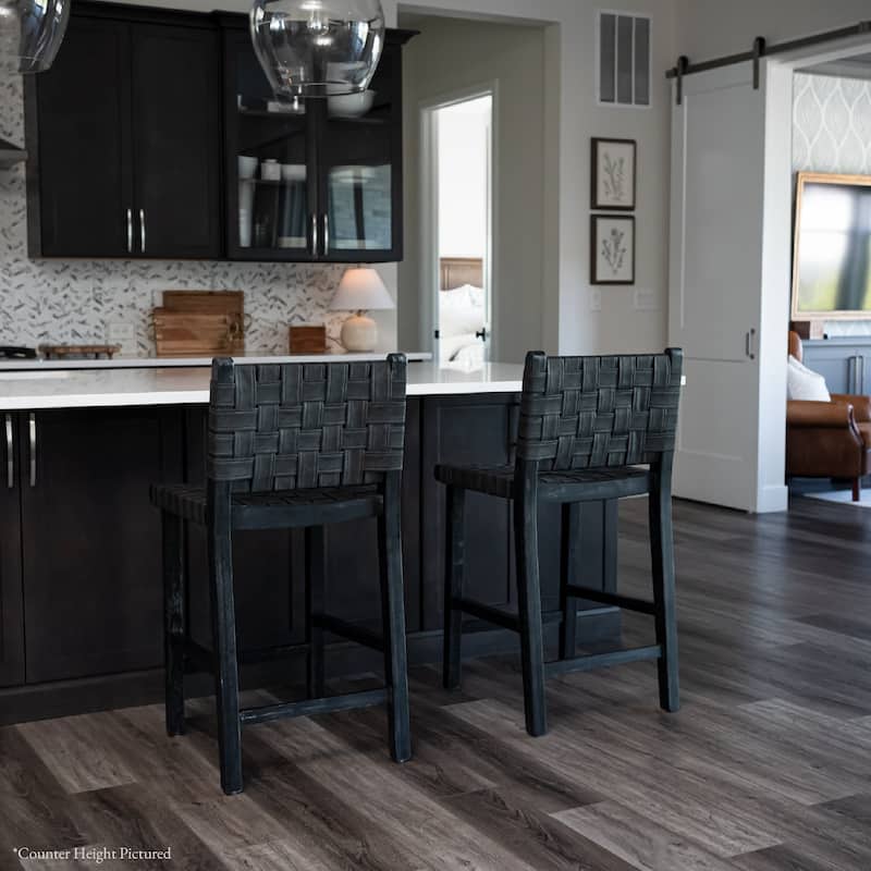 Maven Lane Noah Kitchen Dining Stool with Vegan Leather