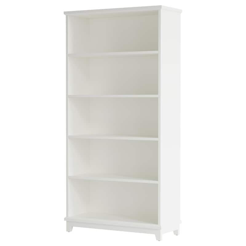 5-Tier White Bookshelf 70-Inch Tall Wooden Bookcase for Home Office