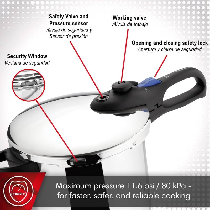 Magefesa Favorit Six Stainless Steel Pressure Cooker Set, 3.2 & 6.3 Qts
