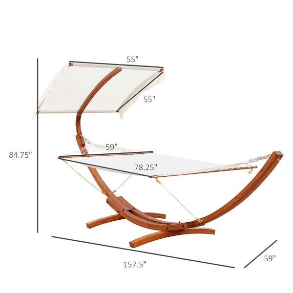 Outsunny 13FT Wooden Arc Hammock with Canopy - Thumbnail 2
