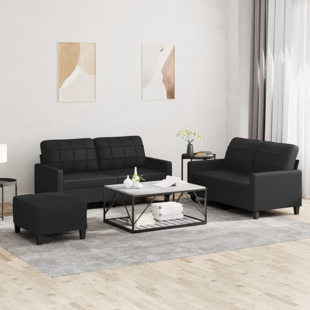 vidaXL Sofa Set with Cushions Sectional Sofa for Living Room Faux Leather - 54.3" x 30.3" x 31.5"