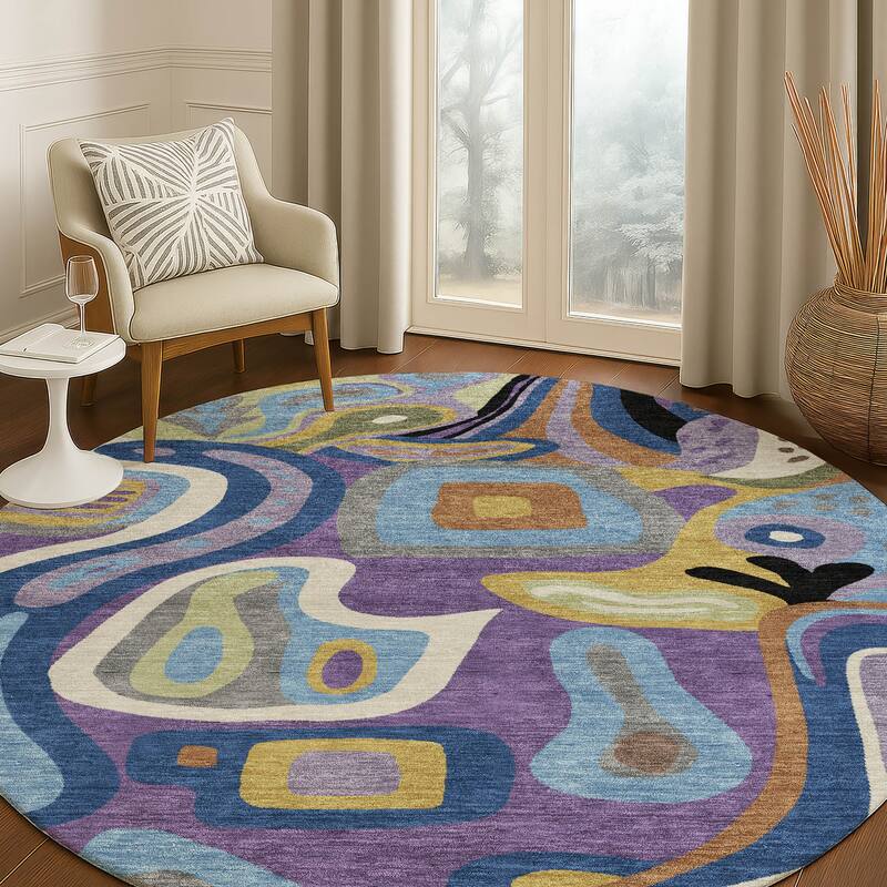 Machine Washable Indoor/ Outdoor Modern Picasy Chantille Rug