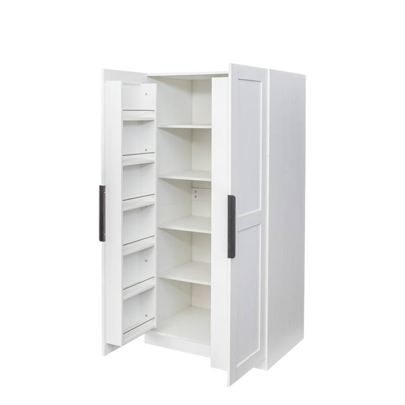 GDF Studio - Lenorr Modern 62.99" Tall Freestanding Kitchen Pantry Cabinet with Multi-Level Shelves and Storage Doors