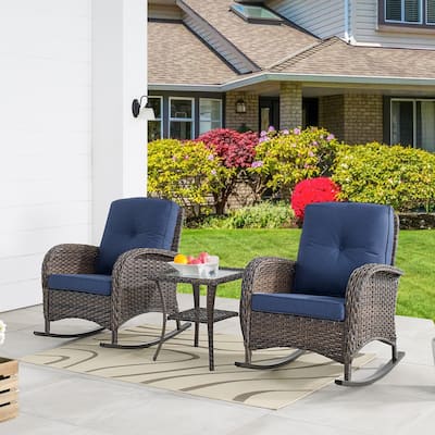 Pocassy Outdoor Rocking Chair Patio Rattan Rocker Chair