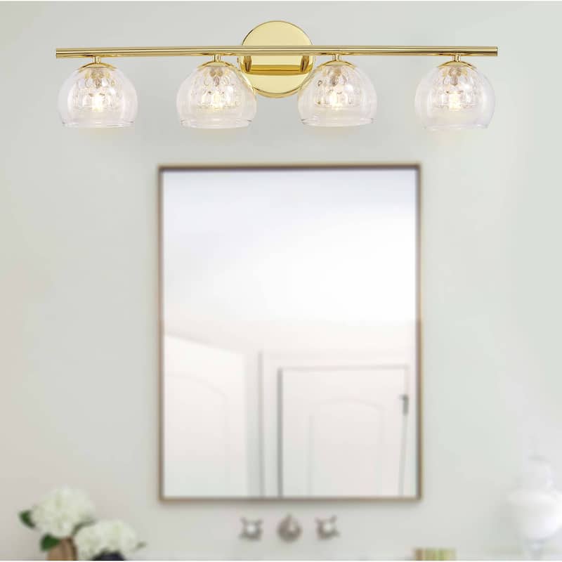 4 - Light Gold Vanity Light Glass Shade For Bathroom