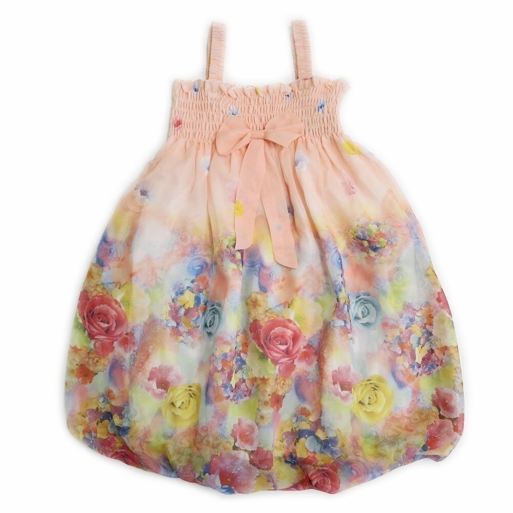 Shop Wenchoice Little Girls Coral Rose Strap Bow Floral Chiffon