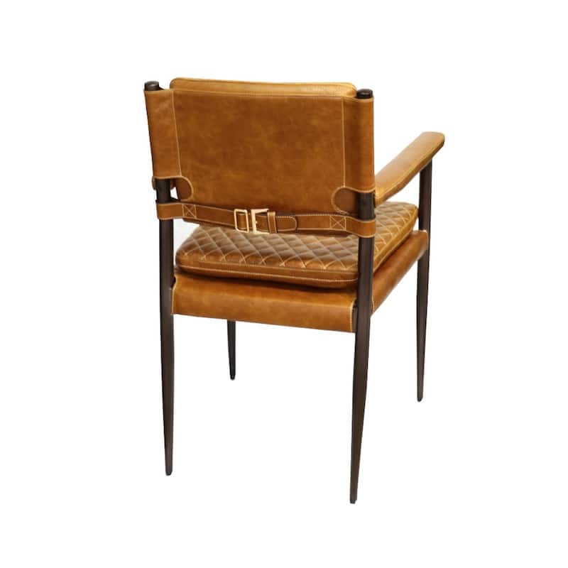 Pasargad Home Capri Brown Top Grain Leather Accent Chair, Brown