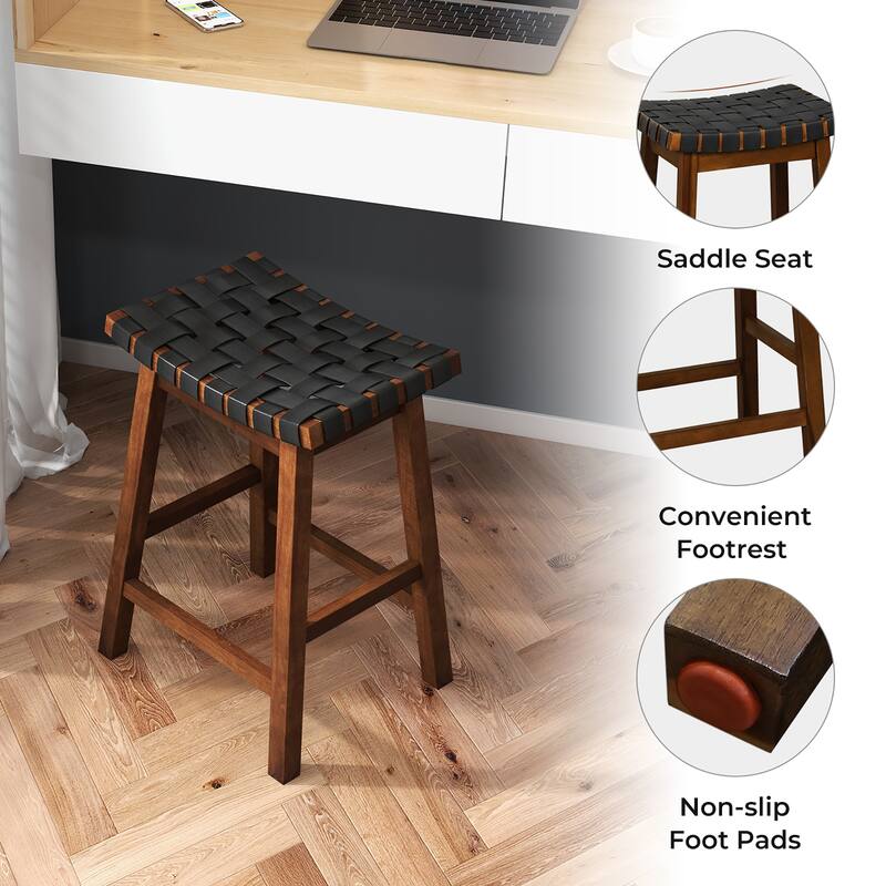 Gymax Saddle Stools Set of 4 25.5 Inch Counter Height Stools w/ PU