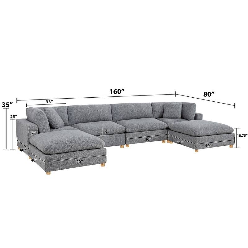 Best Quality Furniture 4-Piece Sectional Boucle Fabric
